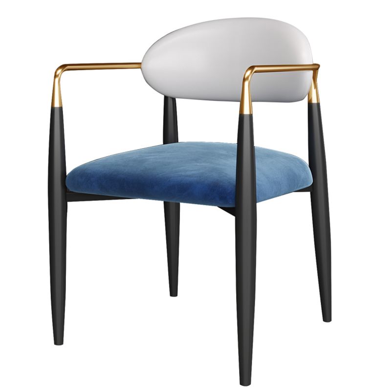 Contemporary Style Kitchen Metal Chair Open Back Dining Arm Side Chairs