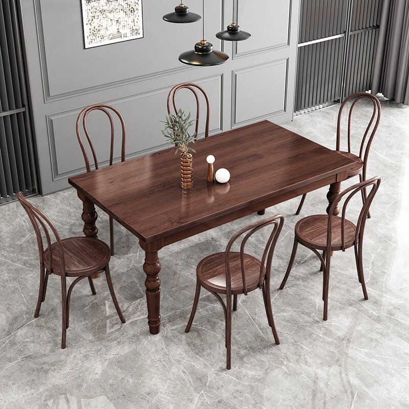 1/4/5/7 Pieces Dining Room Set Traditional Natural 4 Legs Table with Windsor Chairs Clearhalo 'Dining Room Sets' 'Dining Tables & Seating' 'dining_room_set' 'furn' 'furn_dining_room_set' 'Furniture' 'furniture_dining_room_set' 'Kitchen & Dining Furniture' 'kitchen&dining_furn' 'kitchen' 1200x1200_7bb7ef9a-0e8e-4e6c-989c-012777c4707b