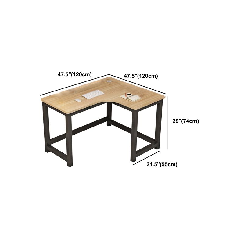 Modern Corner Wooden Writing Desk Cable Management H-Shape Office Desk with Metal Legs Clearhalo 'furn' 'furn_office_desk' 'Furniture' 'Office Desks' 'Office Furniture' 'office_desk' 1200x1200_7bb88360-e2f7-4e8b-986b-d0bbbb5ab7a0