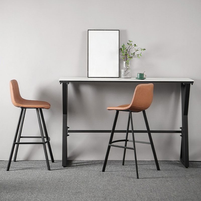 White Modern Style Rectangle Bar Table in Faux Marble and Metal Table Kitchen Bar Table Clearhalo 'Bar Furniture' 'Bar Tables' 'bar_tables' 'furn' 'furn_bar_tables' 'Furniture' 'furniture_bar_tables' 'Kitchen & Dining Furniture' 1200x1200_7bbcbcfe-3405-4ba5-bef7-a5b47e9a189f