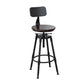 Tabouret industriel en métal, siège rond en bois, tabouret de comptoir réglable, finition mate