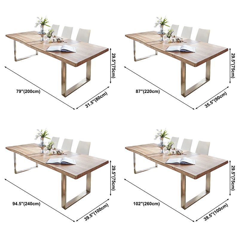 Rectangle Double Pedestal Glam Dining Table Wood Color Fixed Table of Solid Wood Clearhalo ' dining_table' 'Dining Tables & Seating' 'Dining Tables' 'furn' 'furn_dining_table' 'Furniture' 'furniture_dining_table' 'Kitchen & Dining Furniture' 'kitchen&dining_furn' 'kitchen' 'kitchen_dining_table' 1200x1200_7bbd5565-d503-4875-8c6a-8f684223fbc0