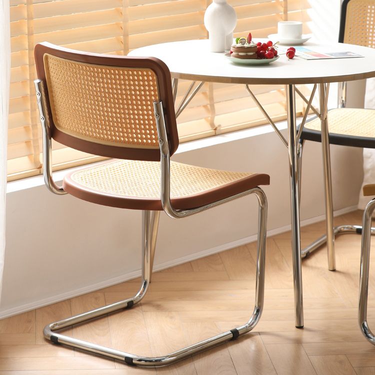 Contemporary Style Open Back Plastic Metal Base Dining Side Chair for Home Clearhalo 'Dining Chairs' 'Dining Tables & Seating' 'dining_chair' 'furn' 'furn_dining_chair' 'Furniture' 'Kitchen & Dining Furniture' 1200x1200_7bbe0a4e-f14d-4962-9ca7-d70a0a5ab4d3