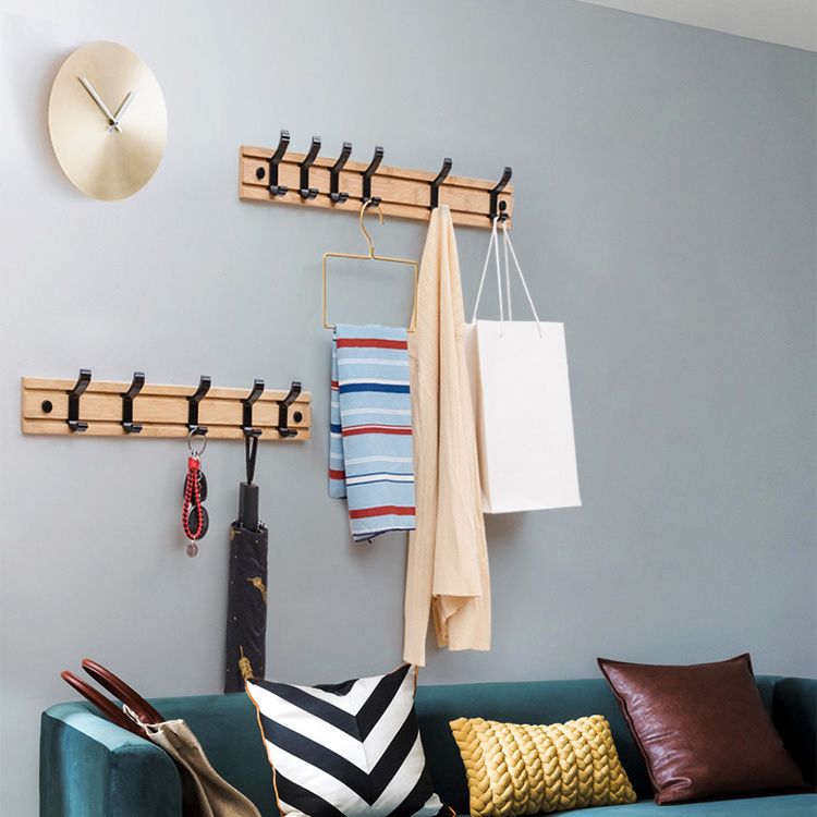 Zeitgenössischer Eingangs -Kit Holzwand montiert Doppelteckhaken enthalten Hallstand