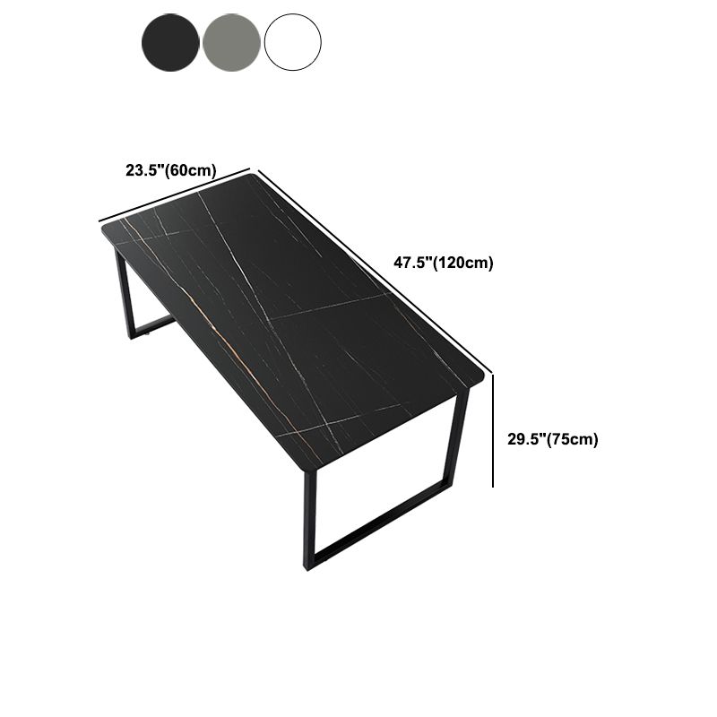 Stone Modern Rectangular Writing Desk Home Office Bureau avec des jambes en métal