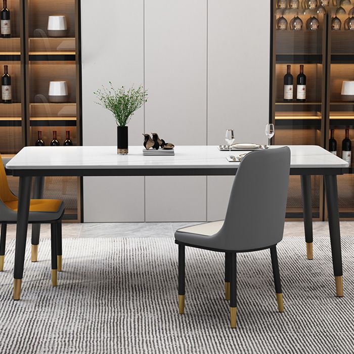 Traditional Luxury Rectangle Dining Room Table Sintered Stone Table with 4 Black Legs Clearhalo ' dining_table' 'Dining Tables & Seating' 'Dining Tables' 'furn' 'furn_dining_table' 'Furniture' 'furniture_dining_table' 'Kitchen & Dining Furniture' 'kitchen&dining_furn' 'kitchen' 'kitchen_dining_table' 1200x1200_7bbfdf79-0f9f-427c-802b-eef509970ce1