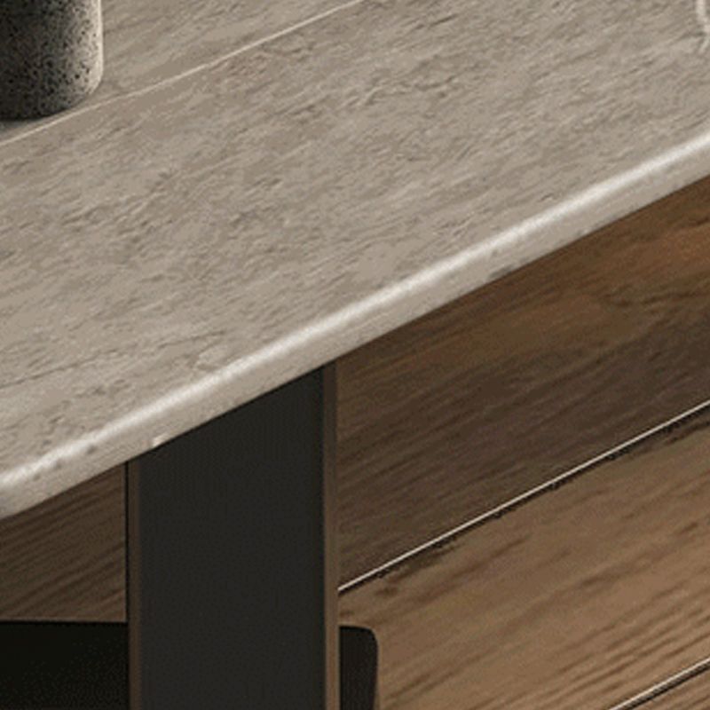 モダンな16 "Wテレビメディアスタンドストーンオープンシェルフテレビスタンドコンソール