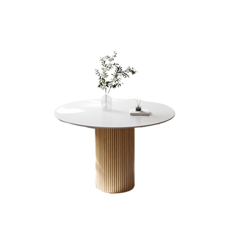 Glam Round Table Sintered Stone Table with Wooden Legs for Home Clearhalo 'Dining Tables & Seating' 'Dining Tables' 'dining_table' 'furn' 'furn_dining_table' 'Furniture' 'Kitchen & Dining Furniture' 1200x1200_7bc1b0a4-b9ae-40e2-a6a6-2862ad985a0e