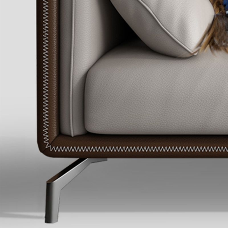 Contemporary Stationary Genuine Leather Stain Resistant Sofa for Living Room