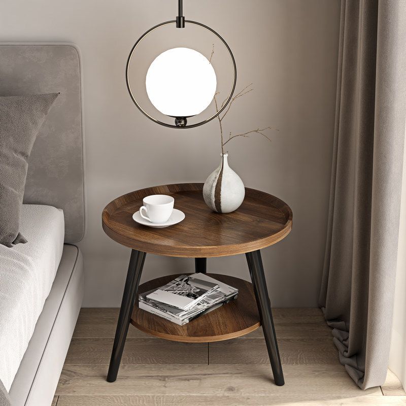 3 Legs Base Design Wood-based Panel Table Metal Base RoundSide Table