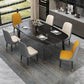 Mesa de comedor rectangular estilo Glam, mesa de comedor con tapa de piedra y 4 patas