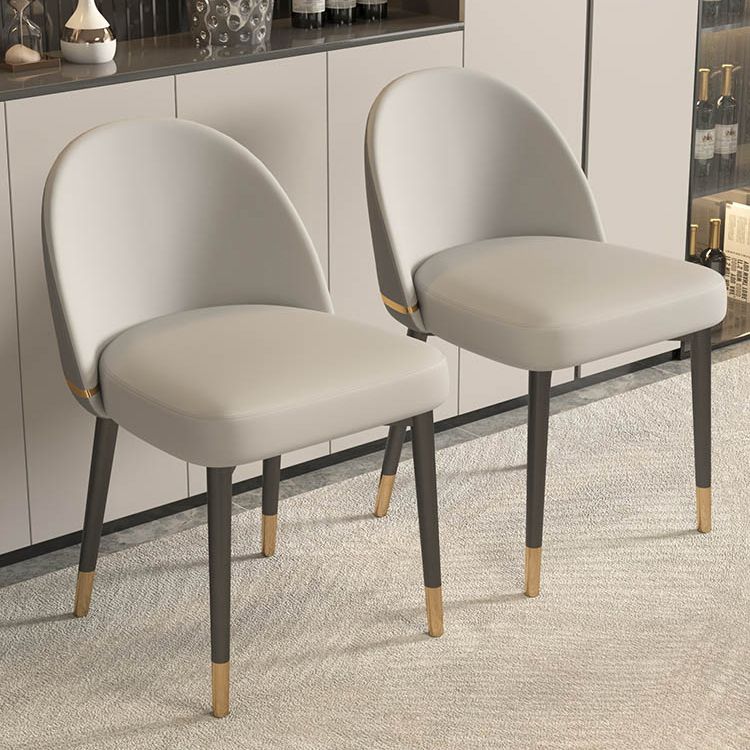 Nordic Kitchen Dining Chairs Faux Leather Parsons Armless Chair