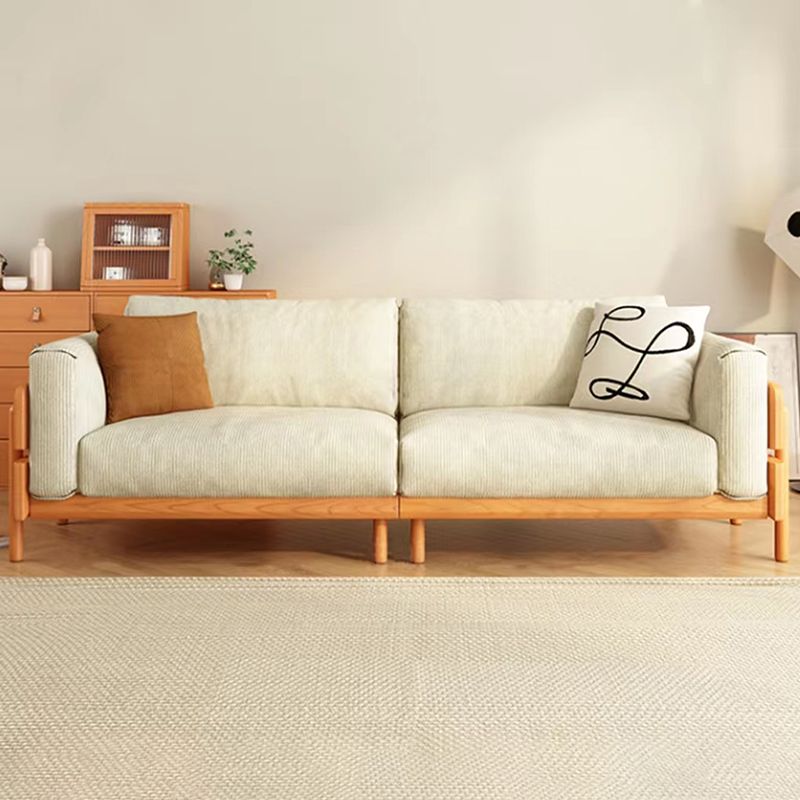 Solid Wood Square Arm Sofa Slipcovered Corduroy Cushions Sofa Clearhalo 'furn' 'furn_sofas' 'Furniture' 'Living Room Furniture' 'Sofa' 'sofas' 1200x1200_7bcae475-0367-493a-a8ec-038e60e3e6ef