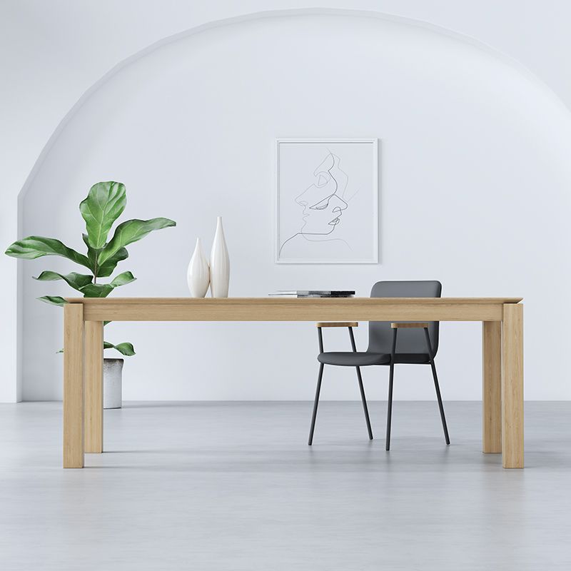 Mesa de comedor de 4 patas Mesa de comedor de madera maciza con patas de acabado natural