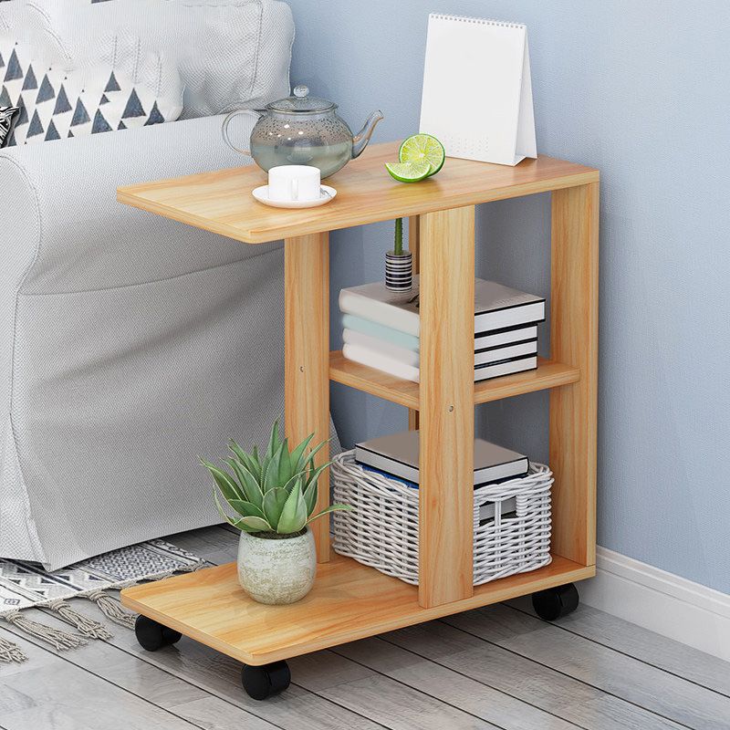 Wooden Craft Wood-based Panel with Wheel Base in Black/wood Color Side Table Clearhalo 'Coffee & Accent Tables' 'End & Side Tables' 'end_side_table' 'end_side_tables' 'furn' 'furn_end_side_tables' 'Furniture' 'furniture_end_side_table' 'Living Room Furniture' 1200x1200_7bcd5977-0398-4a7e-8620-b815bcdc63d3