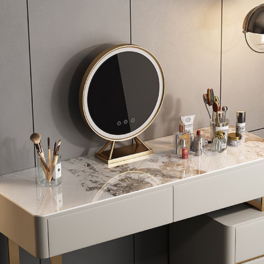 Glam 51.2 "W leisteen ijdelheid bureau en ontlasting in grijs met 4 laden