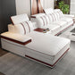 Glam Style Sectional Solid Wood Frame White Built-in Armrest Cushioning Backrest Sofa