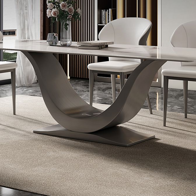 Moderne stijl voetstuk eettafel gesinterde stenen rechthoekige tafel voor thuis