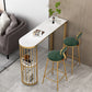 Glam Faux Marble Bistro Table Indoor Iron Double Pedestal Bar Dining Table with 2-Shelf Clearhalo 'Bar Furniture' 'Bar Tables' 'bar_tables' 'furn' 'furn_bar_tables' 'Furniture' 'furniture_bar_tables' 'Kitchen & Dining Furniture' 1200x1200_7bcf3f61-0da6-4b1c-83d7-4e31395493e3