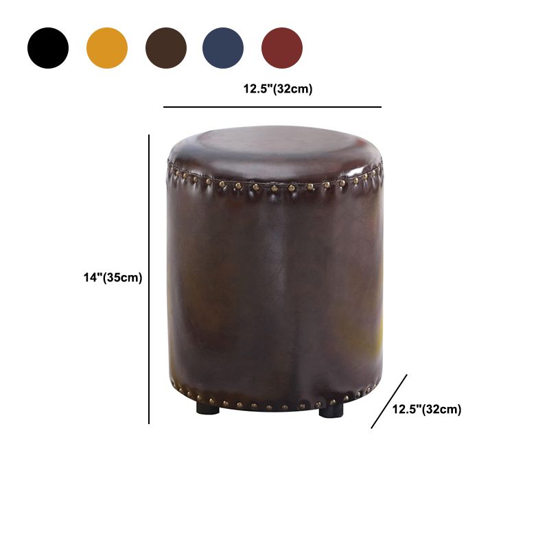 Round Contemporary Pouf Pure Color Nailhead Trim PU Leather Pouf Ottoman Clearhalo 'furn' 'furn_ottomans_poufs' 'Furniture' 'Living Room Furniture' 'Ottomans & Poufs' 'ottomans_poufs' 1200x1200_7bd04212-92d0-42d6-8936-59cbcd9decc5