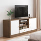 Mobile porta TV in legno in stile scandinavo, consolle porta TV con ripiani e ripiani