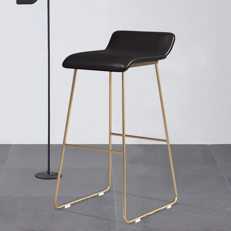 Glam Counter Round Bar Stool Armless Leather Bar Stool with Footrest Iron Base Clearhalo 'Bar Furniture' 'Bar Stools' 'bar_stools' 'furn' 'furn_bar_stools' 'furniture_bar_stools' 'Kitchen & Dining Furniture' 'kitchen&dining_furn' 'kitchen' 'kitchen_furn' Furniture' 1200x1200_7bd280e0-1c1b-409c-b3d3-2a757095cf52