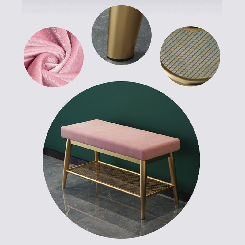 Banc d'entrée moderne banc de siège en métal rembourré avec rangement de chaussures