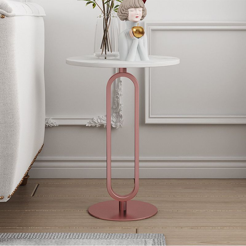 21.65" Tall Pedestal Side Table Modern Style Round Stone Top End Table