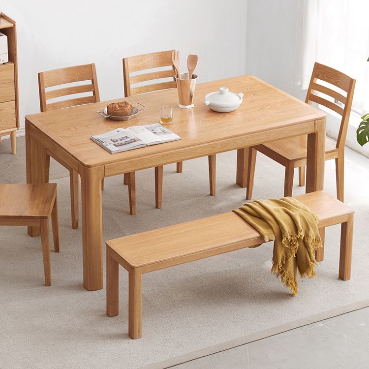 Modern Style Rectangle Oak Solid Wood Dining Table in Natural Clearhalo 'Dining Tables & Seating' 'Dining Tables' 'dining_table' 'furn' 'furn_dining_table' 'Furniture' 'Kitchen & Dining Furniture' 1200x1200_7bd8eb6c-3cf3-403b-8452-09cd0d822af6
