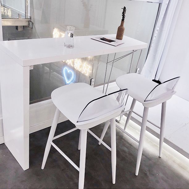Modern White Counter Height Table Metal and Wood Indoor Rectangle Pub Bar Table Clearhalo 'Bar Furniture' 'Bar Tables' 'bar_tables' 'furn' 'furn_bar_tables' 'Furniture' 'furniture_bar_tables' 'Kitchen & Dining Furniture' 'kitchen&dining_furn' 'kitchen' 1200x1200_7bd93ded-4297-46c2-bcc8-fe851fb3c323