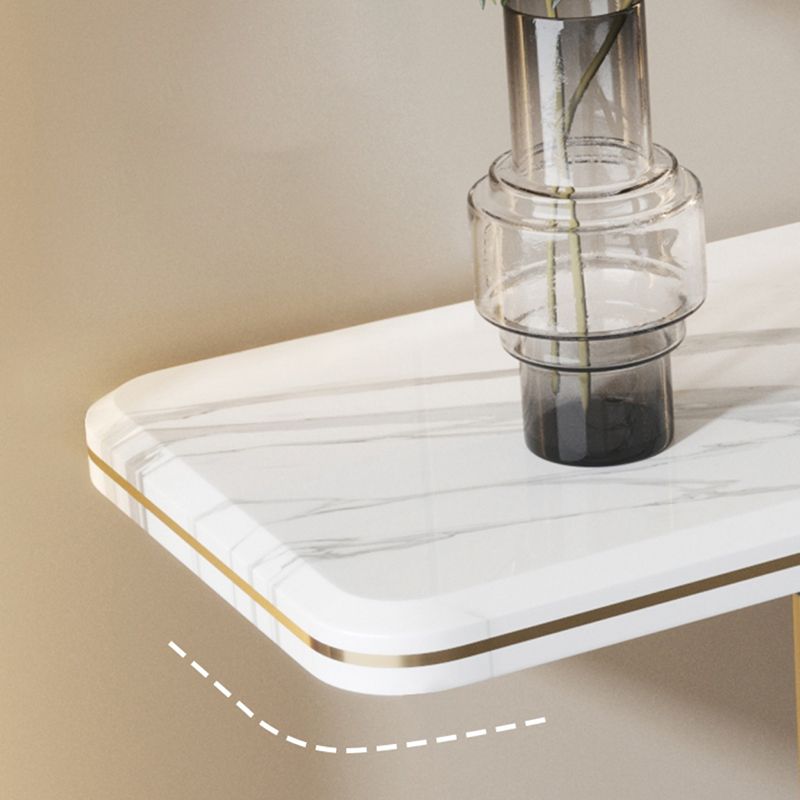 Glam Stone Rectangle Console Accent Table with Marble for Hall