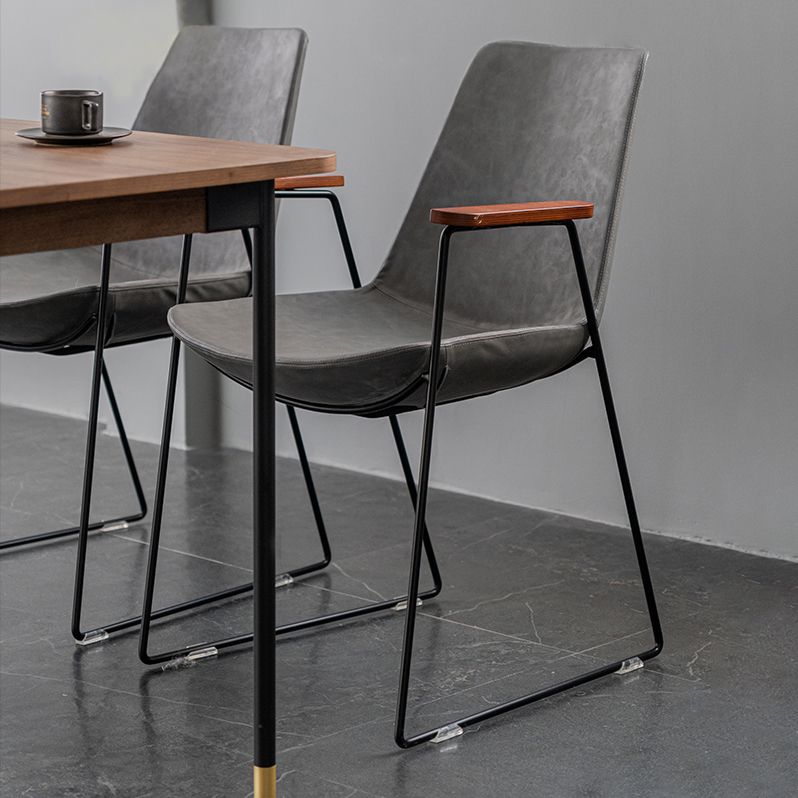 Scandinavian Design Solid Back Dining Side Chair Leather Dining Side Chair Clearhalo ' kitchen&dining_furn' 'Dining Chairs' 'Dining Tables & Seating' 'dining_chair' 'furn' 'furn_dining_chair' 'Furniture' 'furniture_dining_chair' 'Kitchen & Dining Furniture' 'kitchen' 1200x1200_7bdb379b-c551-4b84-a14e-5e020c69c091