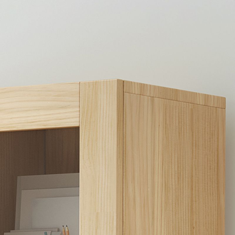 ソリッドウッドトールストレージキャビネットガラスドアディスプレイリビングルーム用