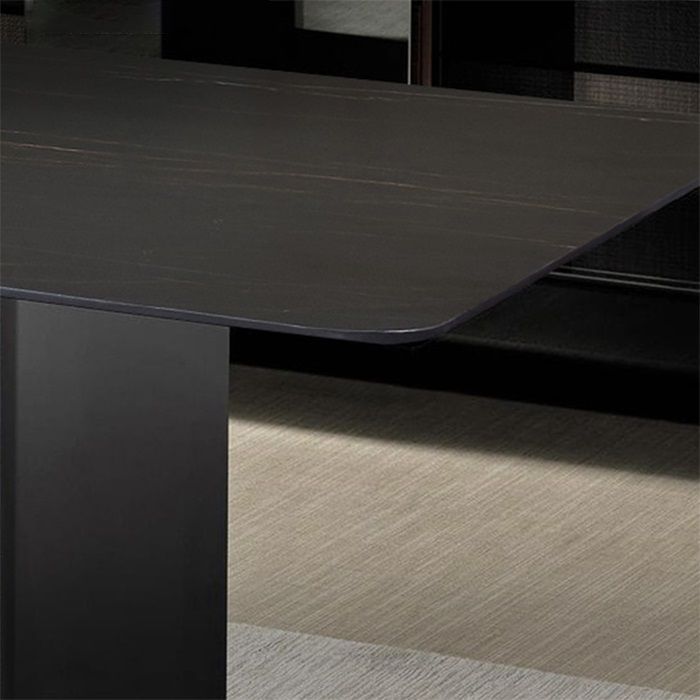 Sintered Stone Top Dining Table Industrial Kitchen Table with Black Metal Pedestal Clearhalo ' dining_table' 'Dining Tables & Seating' 'Dining Tables' 'furn' 'furn_dining_table' 'Furniture' 'furniture_dining_table' 'Kitchen & Dining Furniture' 'kitchen&dining_furn' 'kitchen' 'kitchen_dining_table' 1200x1200_7bdb6b4b-463a-49b9-a17a-8f392ca01bc4
