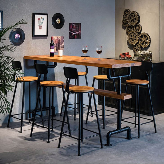 Industriestil Rückenlehne Thekeschatzhocker Iron Cafe Bar Hocker mit Sitz und Pedal