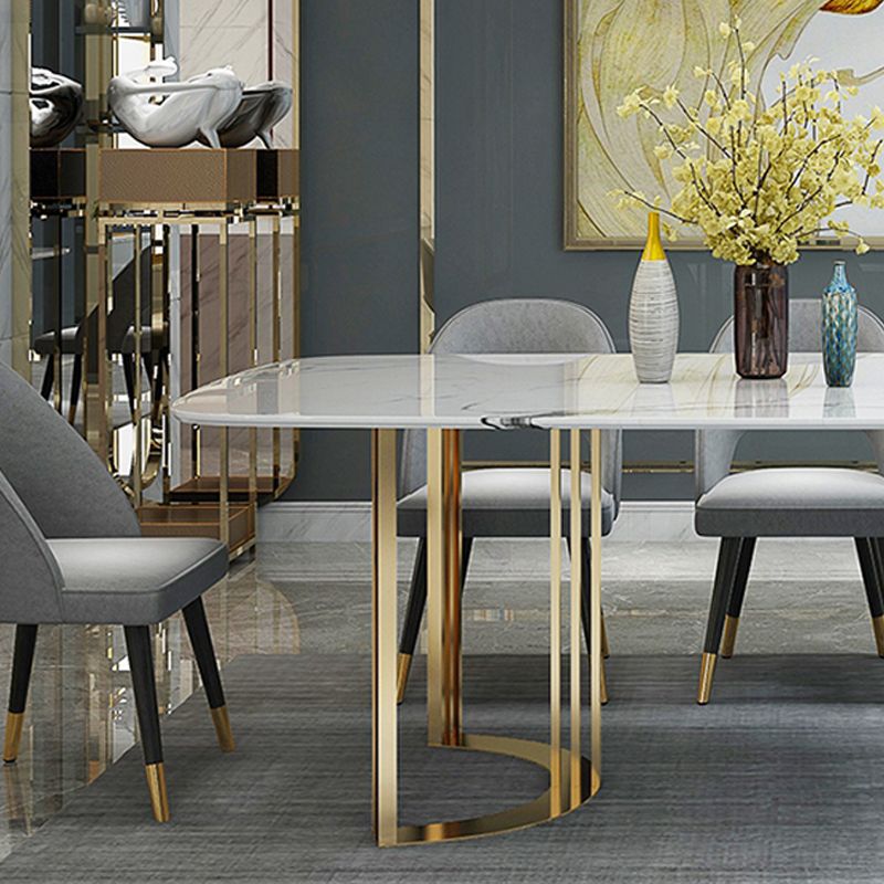Glam Style Stone Table Dining Rectangle Table with Metal Legs for Home Use Clearhalo 'Dining Tables & Seating' 'Dining Tables' 'dining_table' 'furn' 'furn_dining_table' 'Furniture' 'Kitchen & Dining Furniture' 1200x1200_7bdea6d0-16e2-46c5-a67e-04461a2af21a