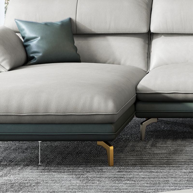 Scandinavian Faux Leather Light-grey Sectional for Apartment Clearhalo 'furn' 'furn_sectionals' 'Furniture' 'furniture_sectionals' 'kitchen' 'kitchen_sectionals' 'Living Room Furniture' 'Sectionals' 1200x1200_7bdfe2b0-375c-44ac-964b-da94c0118f6c