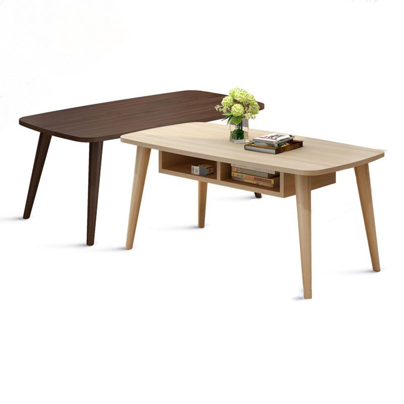 Modern 4 Legs Cocktail Table Rectangular Coffee Table - White/Wood Clearhalo 'Coffee & Accent Tables' 'Coffee Tables' 'coffee_tables' 'furn' 'furn_coffee_tables' 'Furniture' 'furniture_coffee_tables' 'Living Room Furniture' 1200x1200_7be0ac4c-4fac-4b8a-ba65-ad6c60382e35