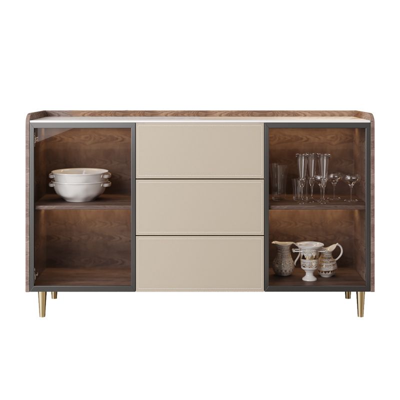 Glam Stone Sideboard Cabinet Sideboard 3 Drawers Server with Storage Clearhalo 'buffet_sideboard' 'Buffets & Sideboards' 'furn' 'furn_buffet_sideboard' 'Furniture' 'Kitchen & Dining Furniture' 1200x1200_7be10181-14d5-4bb7-8ed2-250114f9f5ef