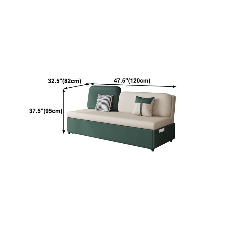 Canapé-lit contemporain en coton sans bras en vert avec 2 oreillers