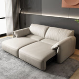 Contemporary Leather Wood Frame Pillow Top Arm Sofa For Living Room
