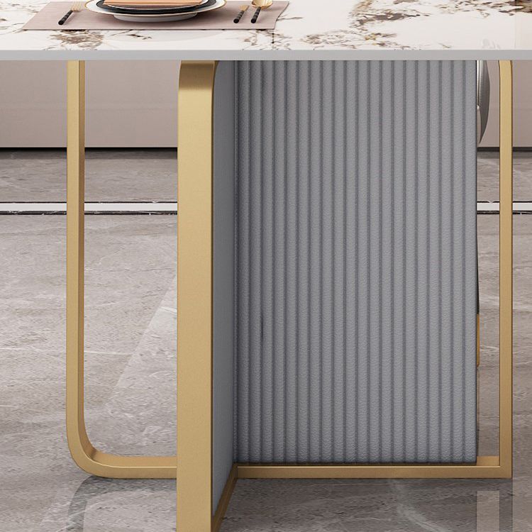 Table à manger de luxe traditionnelle table rectangle de pierre fritte avec cadre doré