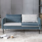 Contemporary Faux Leather Sofa Square Arm Loveseat for Apartment