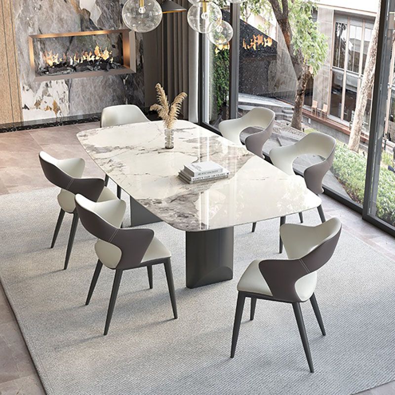 1/2/5/6/7 Pieces Dining Set Modern Sintered Stone Dining Table set with Leather Chairs Clearhalo 'Dining Room Sets' 'Dining Tables & Seating' 'dining_room_set' 'furn' 'furn_dining_room_set' 'Furniture' 'furniture_dining_room_set' 'Kitchen & Dining Furniture' 'kitchen&dining_furn' 'kitchen' 1200x1200_7beca28a-e824-4394-a929-c70182193352