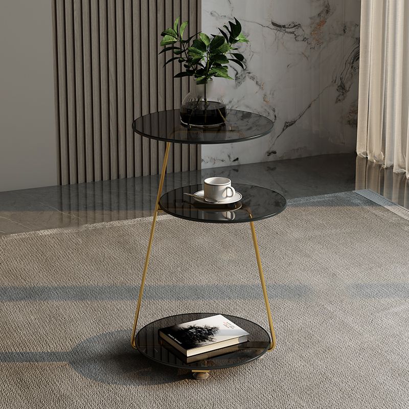 22.83 inch Tall Frame Side Table Modern Round Glass Side End Table