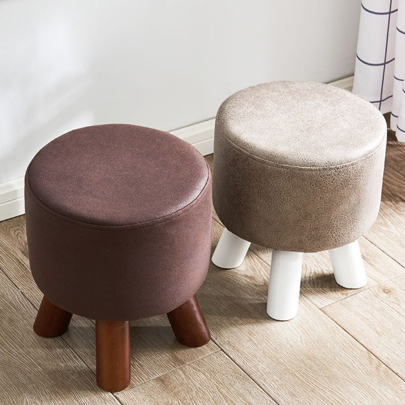 Mid-Century Modern Pouf Ottoman PU Leather Upholstered Solid Color Square Ottoman Clearhalo 'furn' 'furn_ottomans_poufs' 'Furniture' 'Living Room Furniture' 'Ottomans & Poufs' 'ottomans_poufs' 1200x1200_7bf253c9-7d2b-4af9-8cf0-52cda3c7bf23