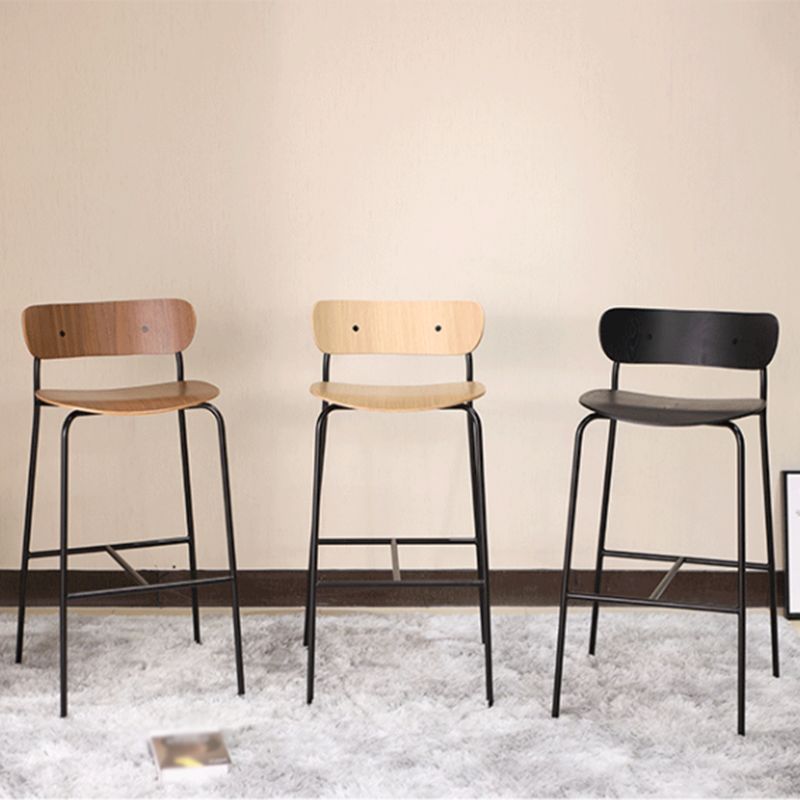 Low Back Metal Indoor Barstool Industrial Black Tall Stool with Wood Seat 1 Piece Clearhalo 'Bar Furniture' 'Bar Stools' 'bar_stools' 'furniture_bar_stools' 'Kitchen & Dining Furniture' 'kitchen&dining_furn' 'kitchen' 'kitchen_furn' Furniture' 1200x1200_7bf35cfc-4243-48da-9d8b-6daaa259d8a8