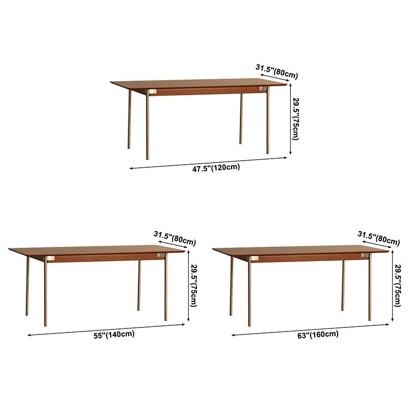 Minimalist Kitchen Brown Dining Table Rectangle Shape Solid Wood Dining Table with 4 Legs Base Clearhalo ' dining_table' 'Dining Tables & Seating' 'Dining Tables' 'furn' 'furn_dining_table' 'Furniture' 'furniture_dining_table' 'Kitchen & Dining Furniture' 'kitchen&dining_furn' 'kitchen' 'kitchen_dining_table' 1200x1200_7bf425cf-86a4-4fed-b29b-dcd326987f78