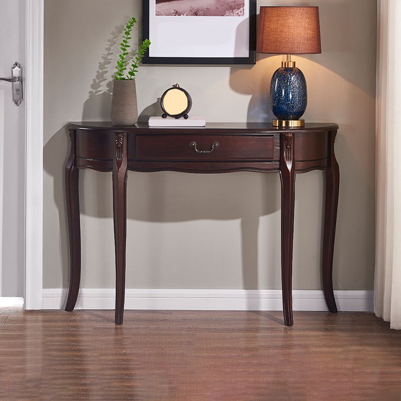 Console mezzaluna moderna di metà secolo in marrone bianco/scuro