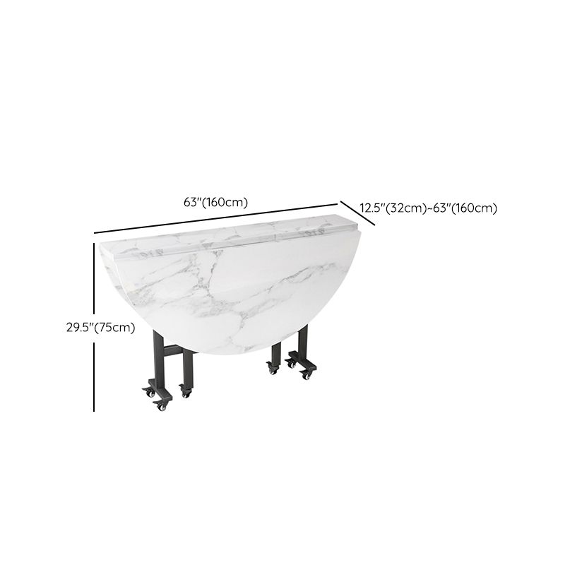 Modern White Round Wooden Easy Folding Dining Table with Leaf Clearhalo 'Dining Tables & Seating' 'Dining Tables' 'dining_table' 'furn' 'furn_dining_table' 'Furniture' 'Kitchen & Dining Furniture' 1200x1200_7bf55289-6161-4834-99b7-4349ddf06209
